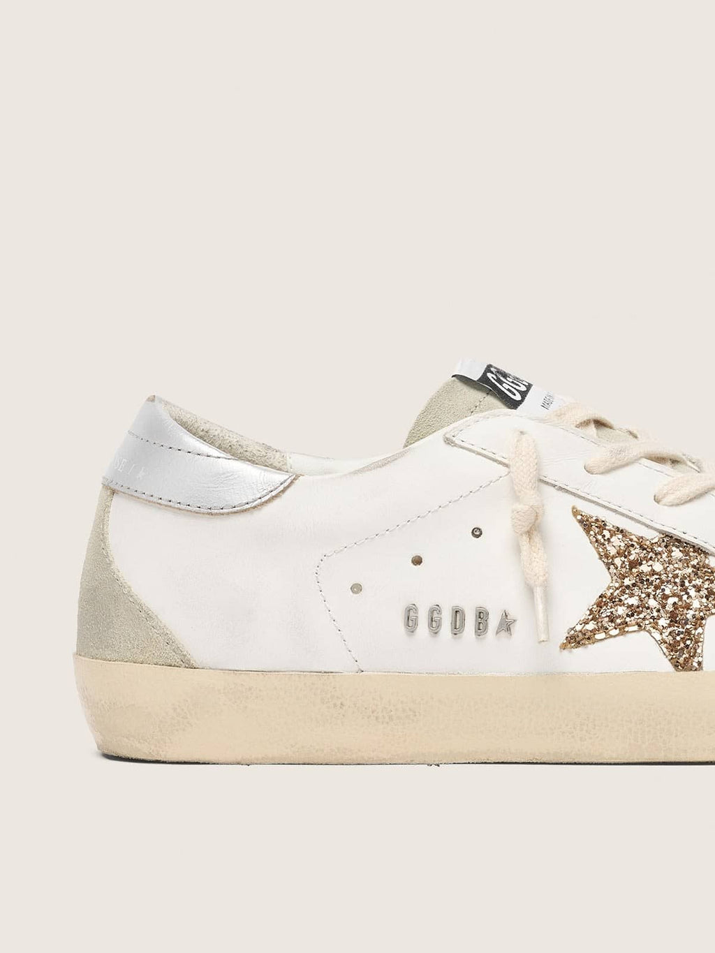 Super-Star con stella in glitter oro e inserti in suede ghiaccio