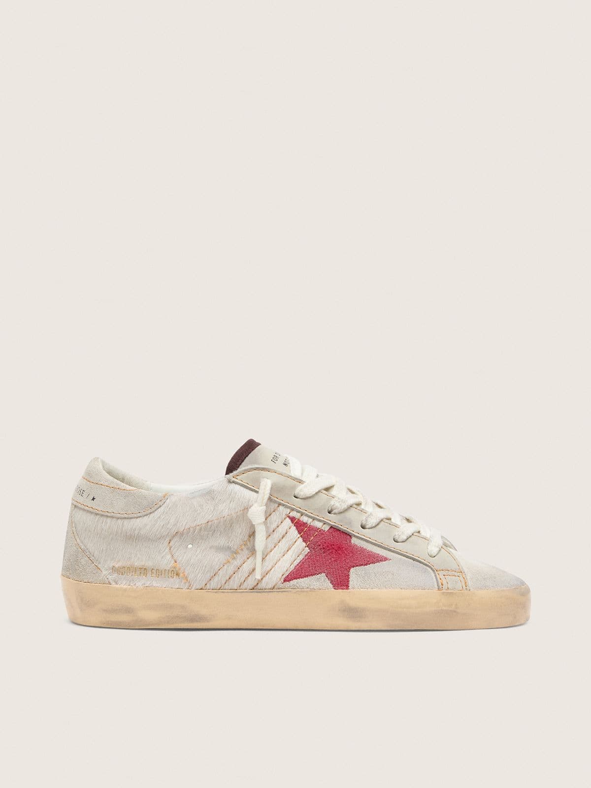 Super-Star LTD da donna in cavallino bianco con stella in suede rosso