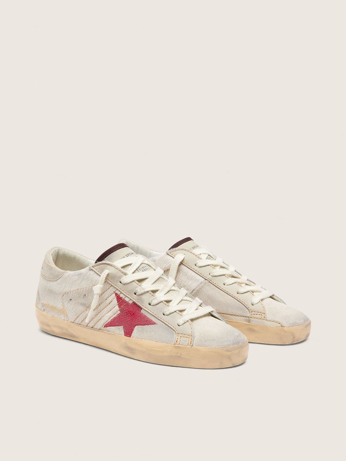 Super-Star LTD da donna in cavallino bianco con stella in suede rosso