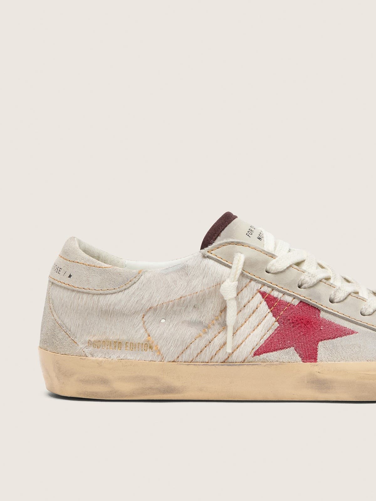 Super-Star LTD da donna in cavallino bianco con stella in suede rosso