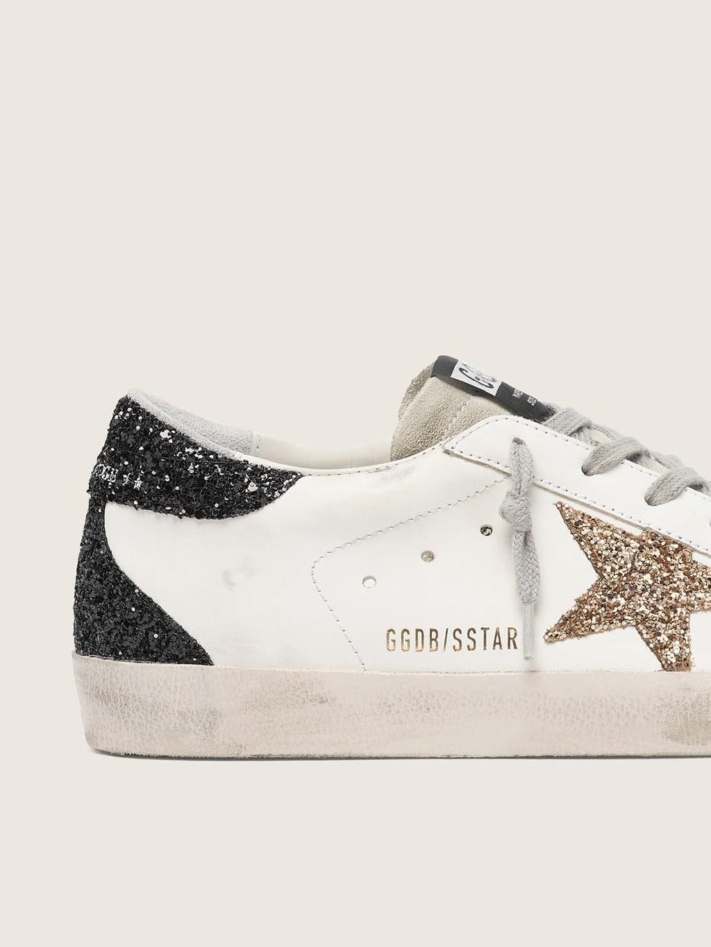 Super-Star donna in nappa con stella glitter oro e tallone glitter nero