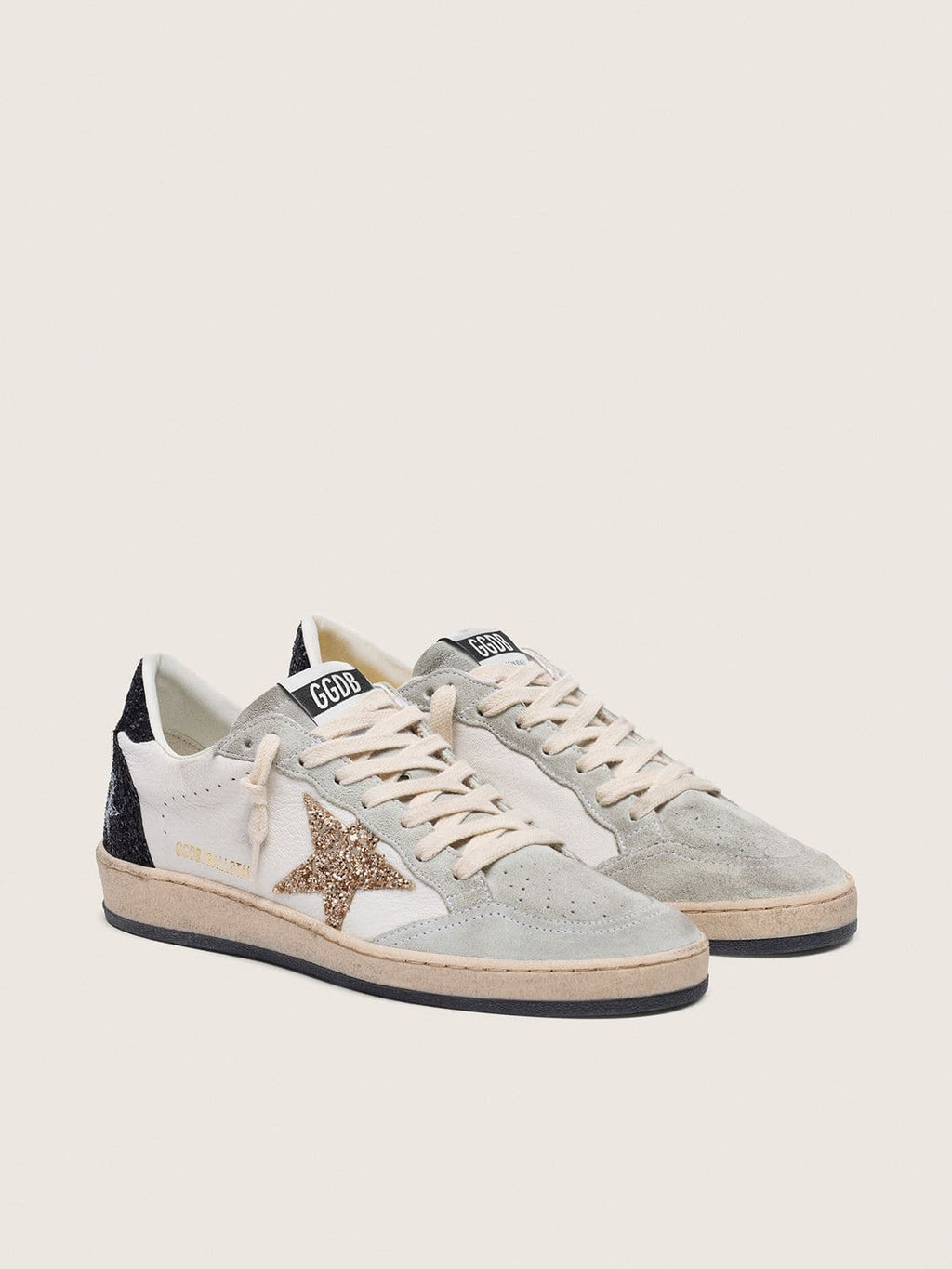 Ball Star da donna in nappa e camoscio con stella glitter e talloncino nero