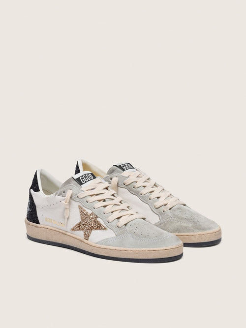 Ball Star da donna in nappa e camoscio con stella glitter e talloncino nero