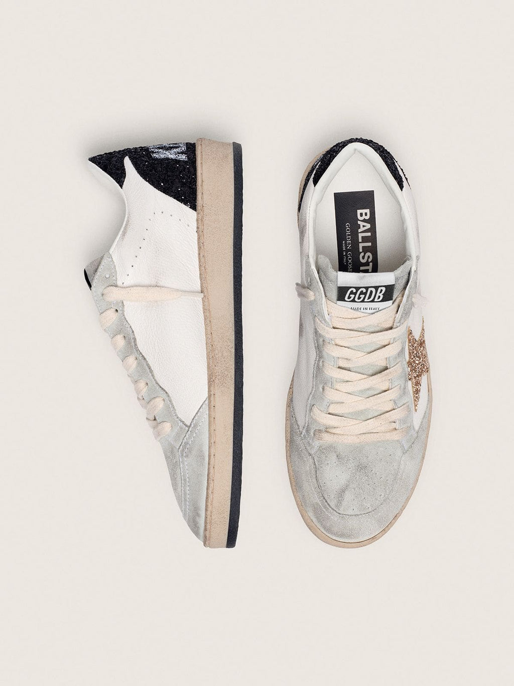 Ball Star da donna in nappa e camoscio con stella glitter e talloncino nero