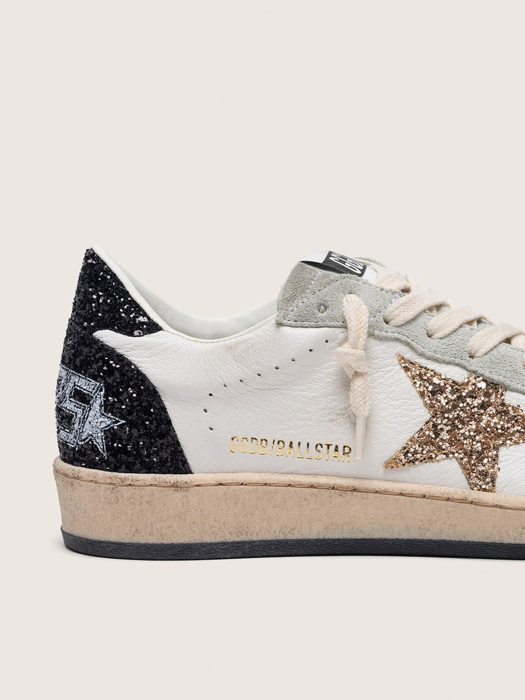 Ball Star da donna in nappa e camoscio con stella glitter e talloncino nero