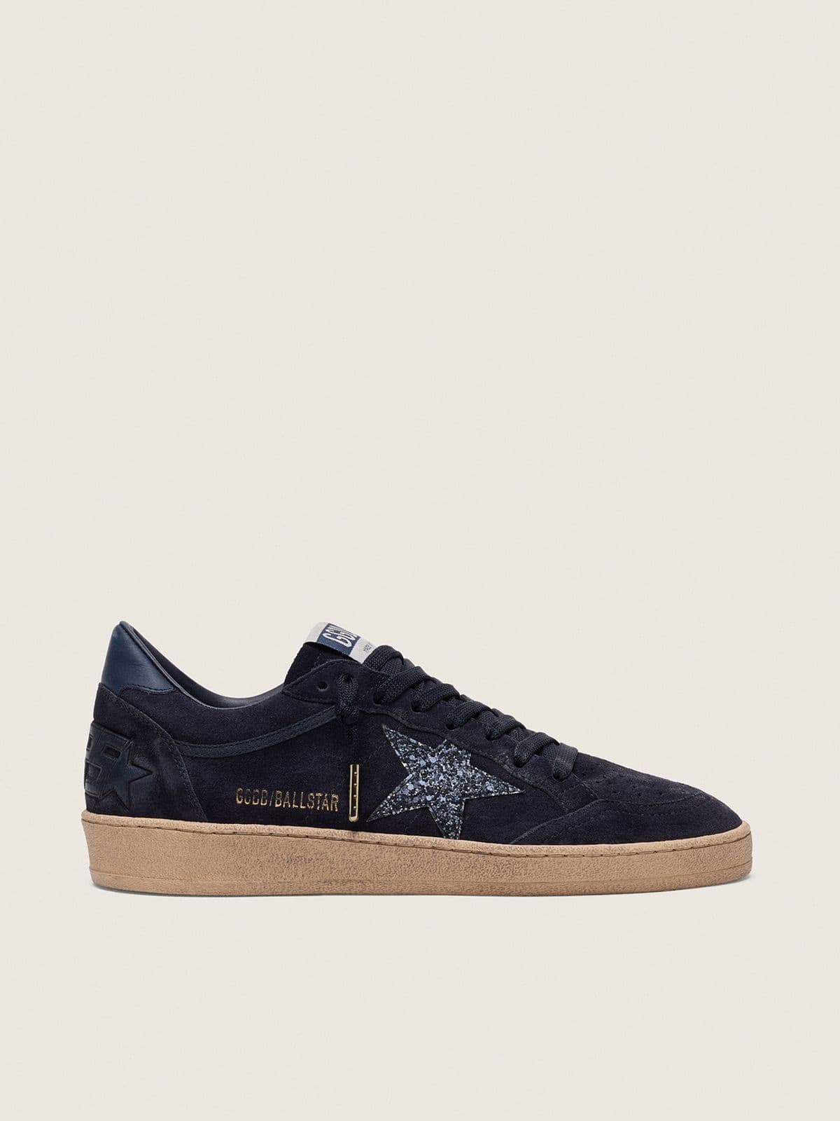 Ball Star da donna in pelle scamosciata blu scuro con stella glitterata blu scuro