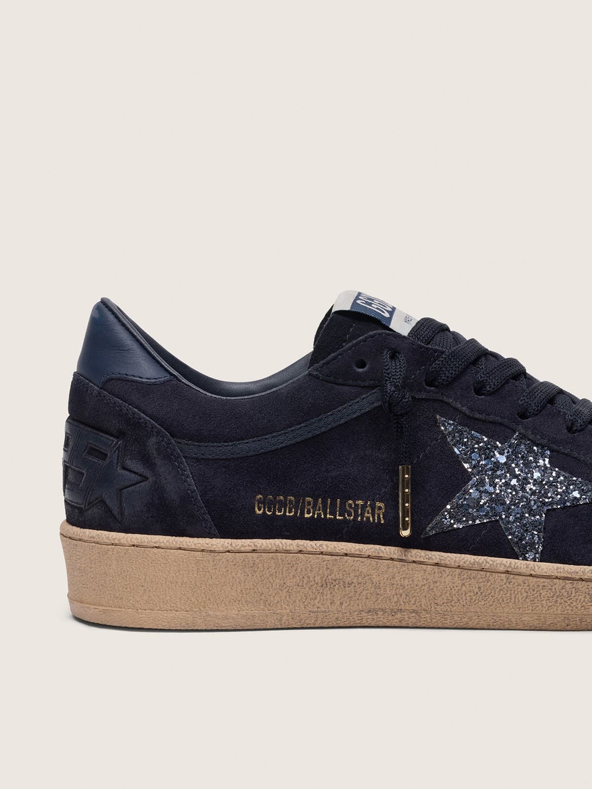 Ball Star da donna in pelle scamosciata blu scuro con stella glitterata blu scuro