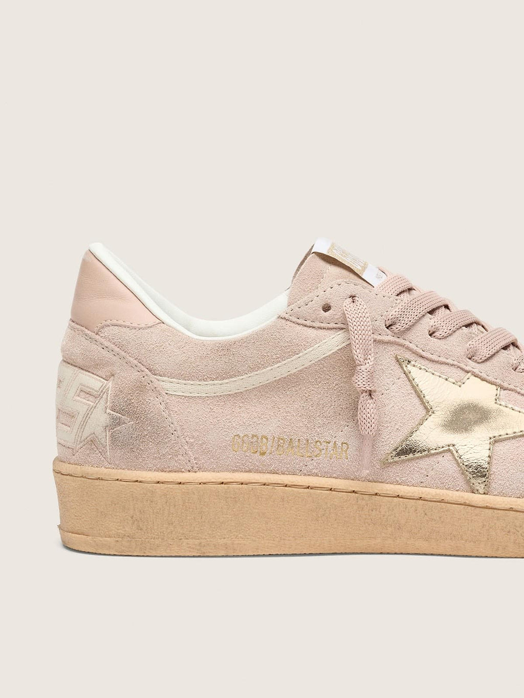 Ball Star donna in suede rosa cipria con stella metallizzata oro