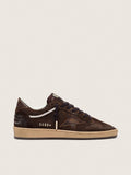 Scarpe donna Ball Star in camoscio marrone con stella e talloncino in pelle marrone
