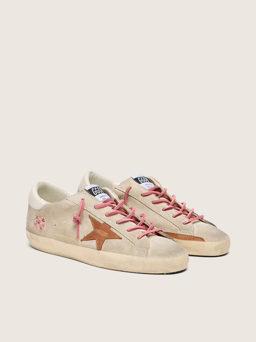 Super-Star LTD da donna in suede rosa cipria con perforazioni e stella in tono