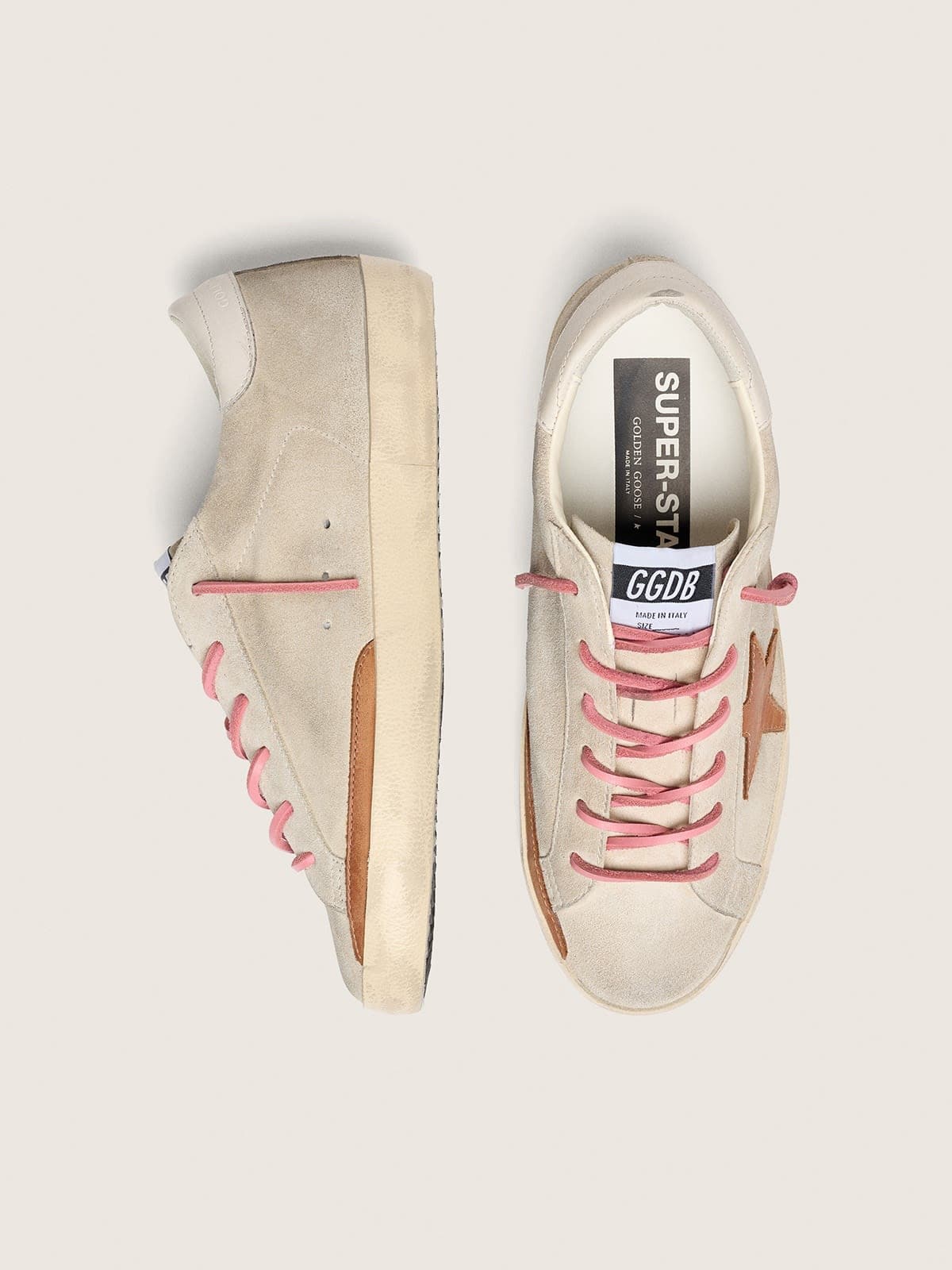 Super-Star LTD da donna in suede rosa cipria con perforazioni e stella in tono