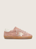 Women's Super-Star LTD in pink suede with platinum-colored metallic leather star