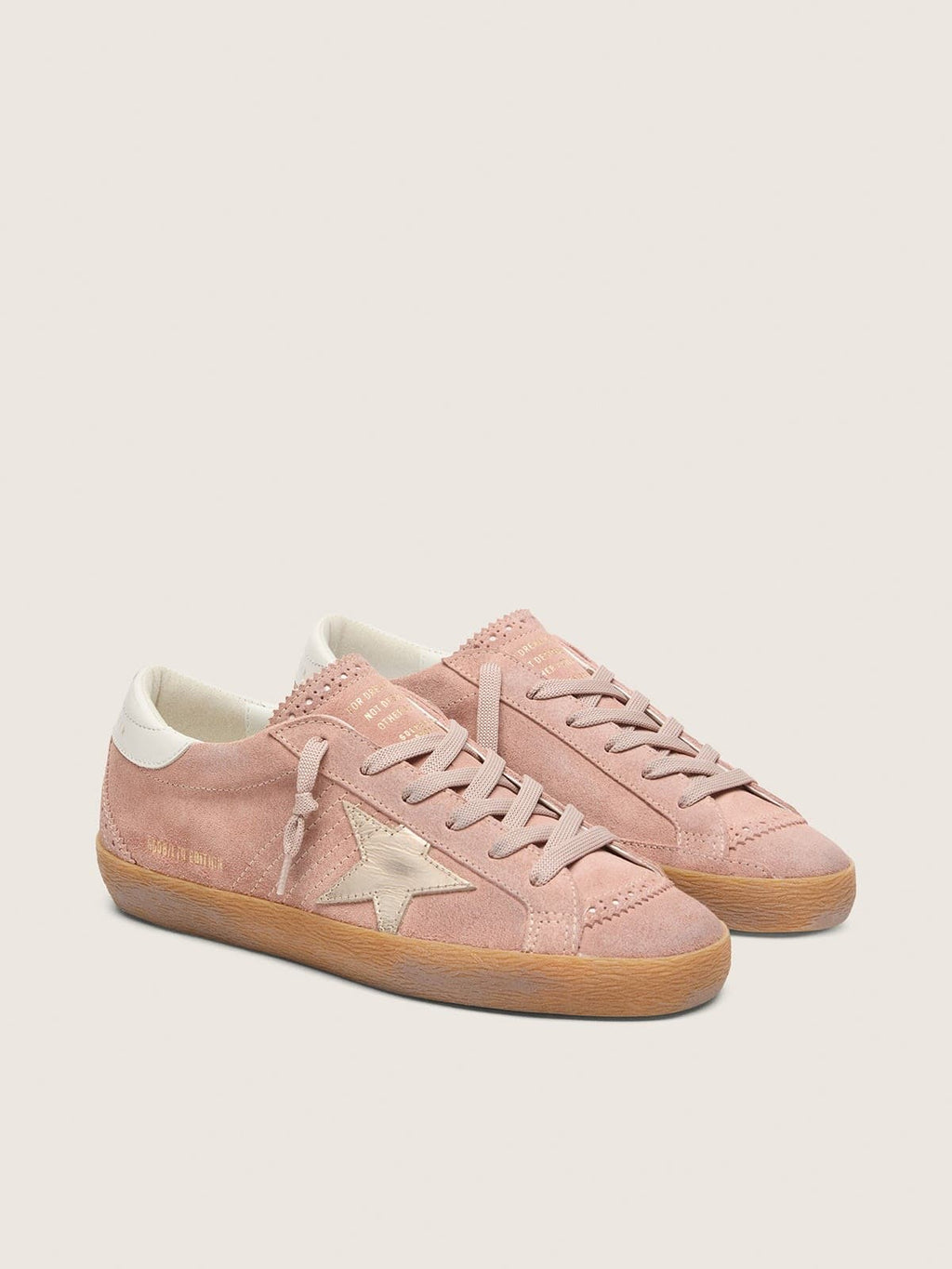 Women's Super-Star LTD in pink suede with platinum-colored metallic leather star