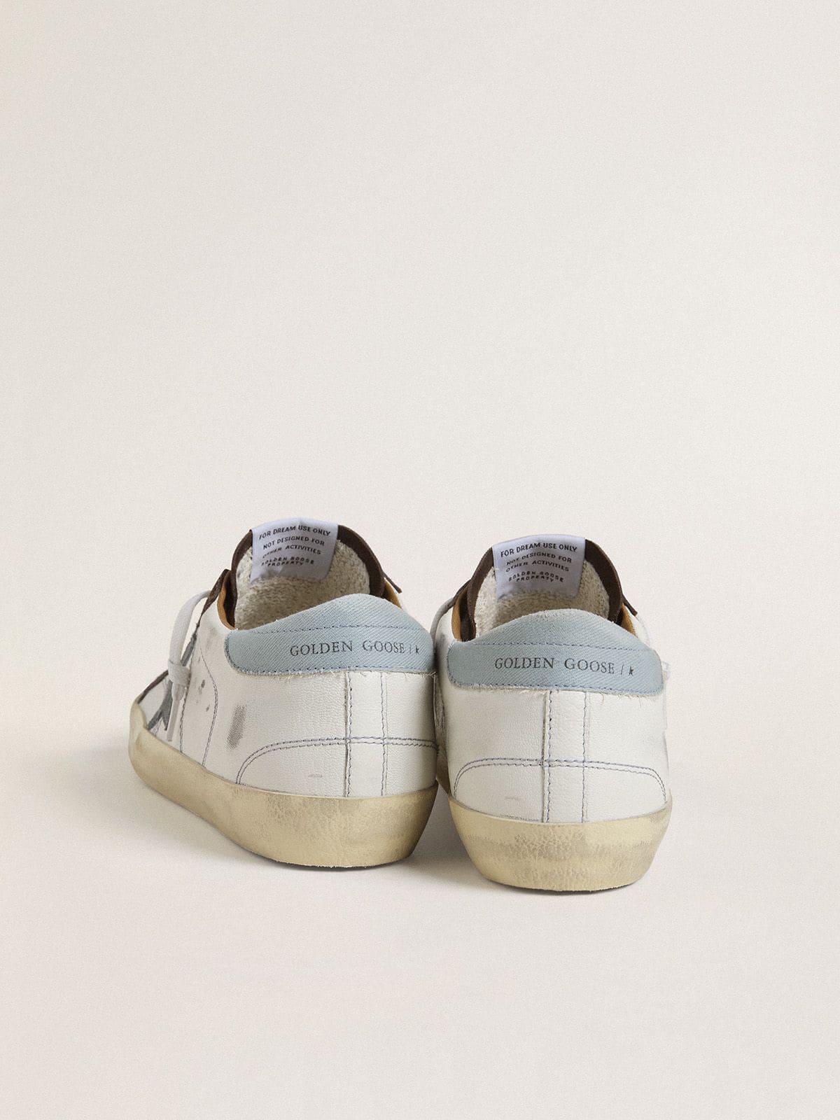 Scarpe donna Super-Star LTD con stella in suede azzurro e tallone in tela azzurra