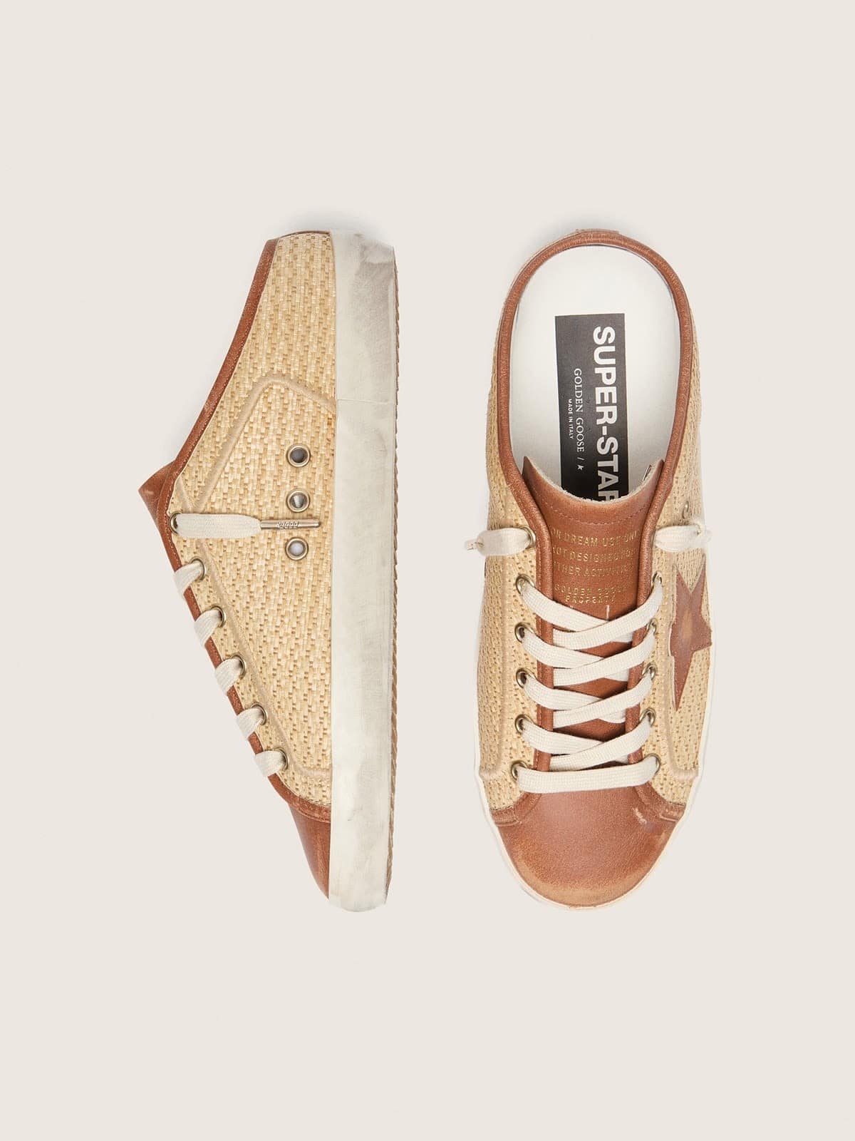 Sabot da donna Super-Star in rafia con stella color mattone