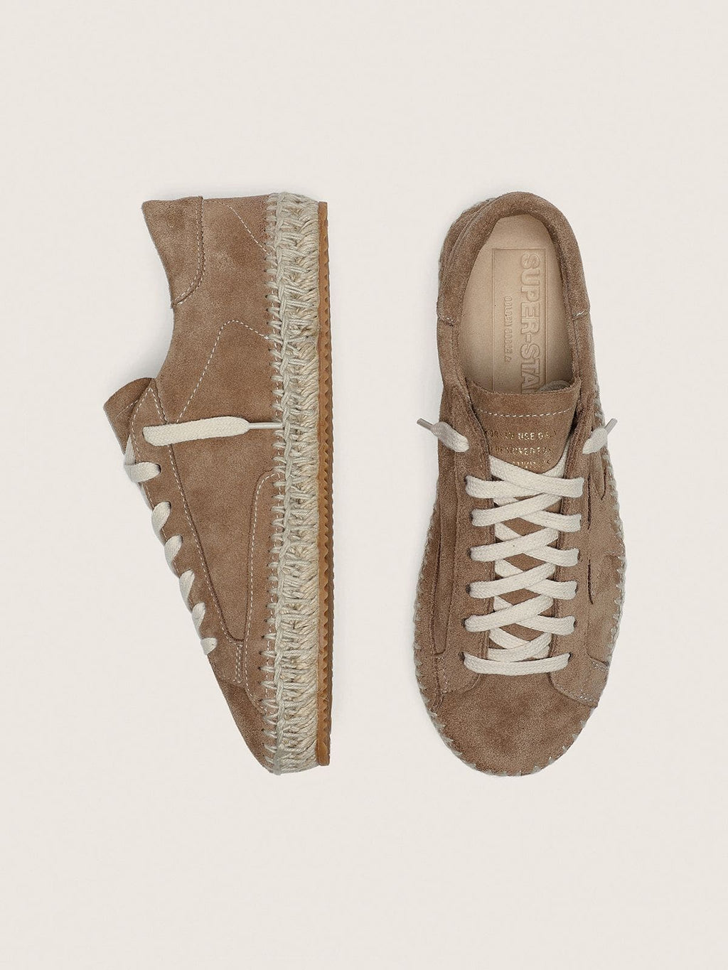 Super-Star Donna in suede verde salvia con stella in suede in tono e foxing tape effetto juta
