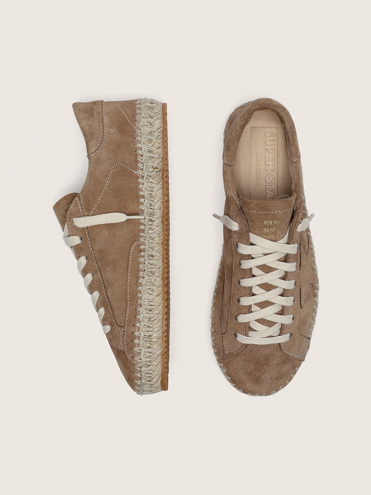 Super-Star Donna in suede verde salvia con stella in suede in tono e foxing tape effetto juta